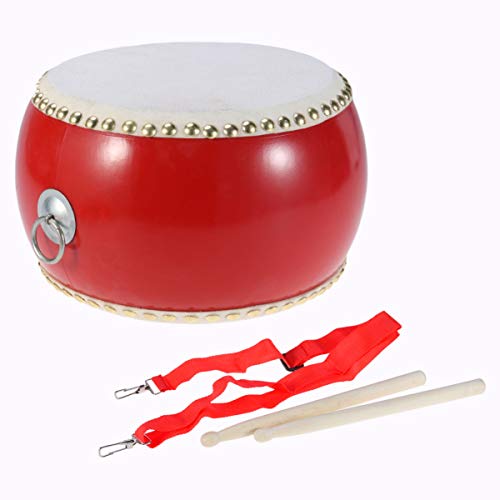 NUOBESTY Traditional Chinese Waist Drum with Drum Stick Ancient Wood Hand Drum Chinese Folk Dance Adult Waist Drums Instrument Drums for Kids Musical Learning