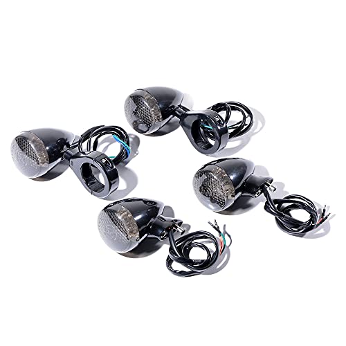 4PCS Smoke Amber Front Rear LED Turn Signal Fog Light Fork Clamp 41mm Compatible with Ducati Honda Harley Kawasaki Suzuki Yamaha
