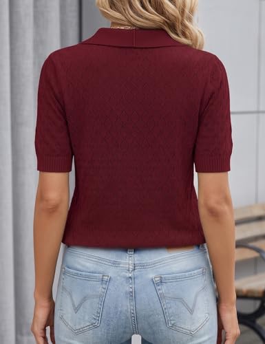 Image of Rapbin Womens Short Sleeve Knit Polo Shirts Summer Spring Sweater Tops