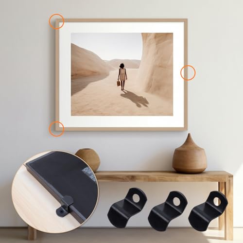 Image of 40pcs 3 /8 inch Depth Flat Offset Canvas Clips Black Metal Photo Frame Clips with Screws Z Shape Mirror Clamps Heavy Duty Offset Mirror Clips for Picture Framing
