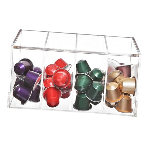 Boîte de rangement 4 compartiments en acrylique transparent pour capsules de café et thé