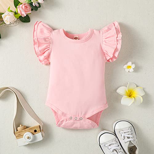 Baby Girl Solid Color Romper Infant Ruffle Sleeve Bodysuit One Piece Outfit Toddler Jumpsuit clothes2