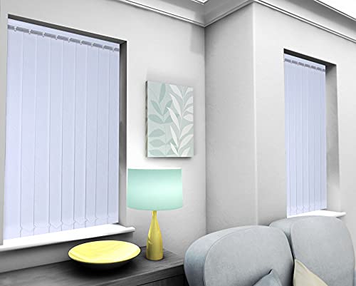 EUROBLINDS Made To Measure Vertical Blind Replacement SLATS 3.5 inch (89mm) WIDE LOUVRES - HUGE CHOICE OF FABRICS (Wave White)
