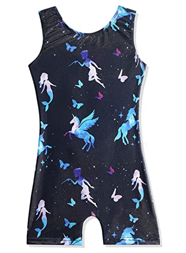 Image of HOZIY Gymnastics Leotards for Girls Unicorn Aurora Rainbow Mermaid Dinosaur Cupcake Sparkle Biketard Toddlers Kids Children