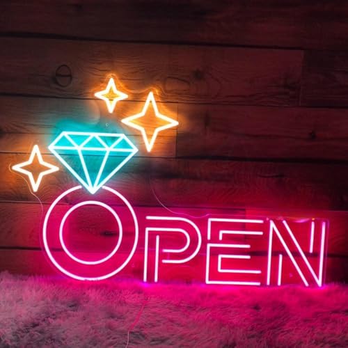 Image of Diamond Open Indoor Neon Sign For Jewelry Store Business Open LED Light