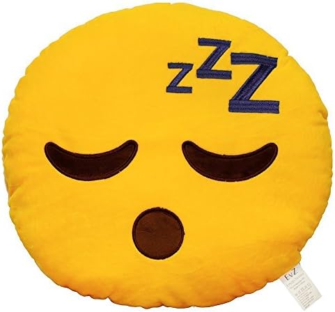 Emoji Sleeping Face Emoticon Cushion Stuffed Plush Soft Pillow, Official Certified, EvZ 32cm Yellow