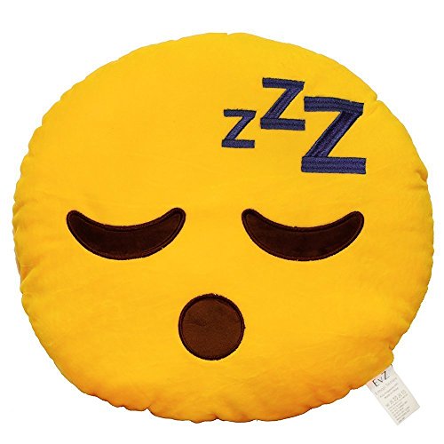 EvZ Emoji Sleeping Face Emoticon Cushion Stuffed Plush Soft Pillow, Official Certified, 32cm Yellow