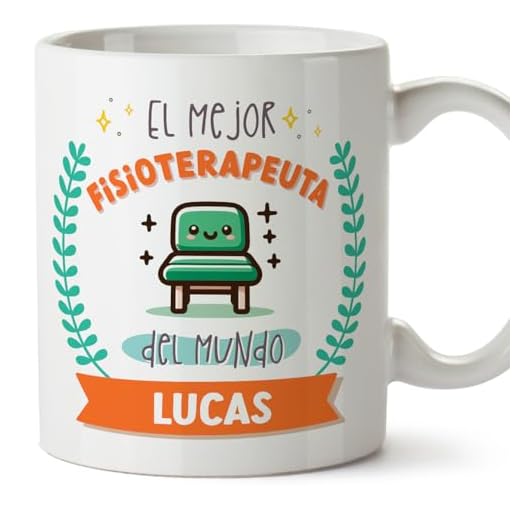 MUGFFINS Tazas Personalizadas para FISIOTERAPEUTA hombre - En Español - Mejor del mundo - Con dibujo - 11 oz / 330 ml - Regalo Personalizable original y divertido