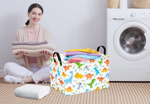Image of Baby Storage Basket Nursery Box Laundry Hamper Organization Bins for Toys and Clothes with Handles (Color Dino)