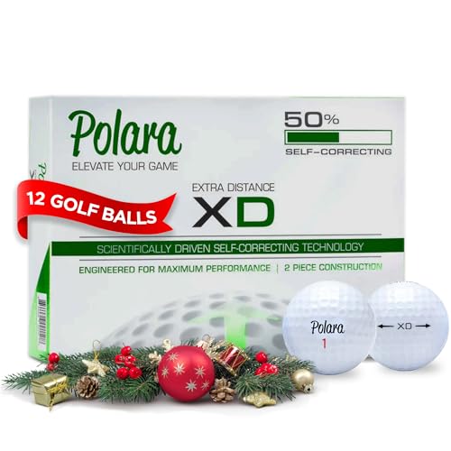 Polara Golf Self-Correcting Golf Balls – Soft Feel, Anti-Slice & Hook Correction, Exceeds USGA Limits, Dimple Pattern, High-Performance Balls for Men & Women – Extra Distance, 12 Pack, White