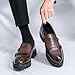 Men's Double Monk Strap Lug Sole Slip On Loafers Fashion Classic Platform Chunky Business Dress Leather Shoes for Formal/Party/Work (Brown,12)