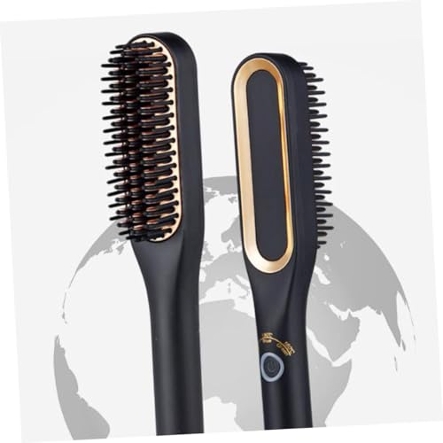 Peine Eléctrico Alisador de Cabello y Barba, Herramienta de Estilizado Mini con 3 Niveles de Temperatura (160 °C, 190 °C, 220 °C), Enchufe Estándar EE.UU., Dorado, Ideal para Viajes y Aseo Diario miniatura 3