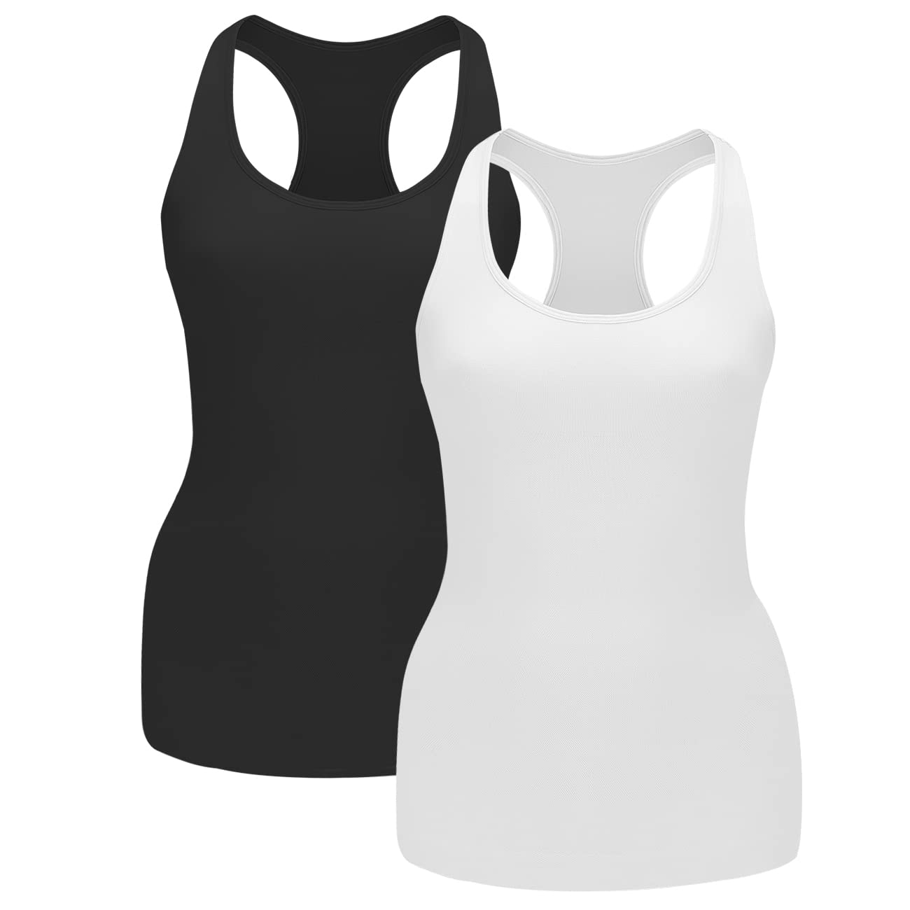 Photo 1 of ***SEE NOTES**EUYZOU Women’s 2PK Tummy Control Shapewear Tank Tops - Seamless Compression Racerback Vest Body shaper Tank Top - Black/White 2XL