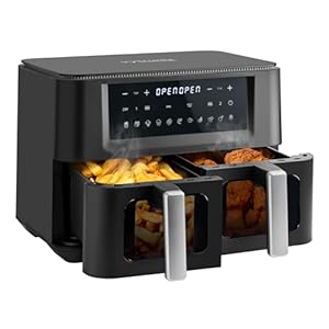 Vytronix GF DD9L Family Size Dual Zone Air Fryer 2 Drawer 9L Viewing Window | Efficient 2400W with Rapid Air Circulation | Fully Adjustable + 11 Pre-sets for Healthy Oil Free & Low-Fat Cooking