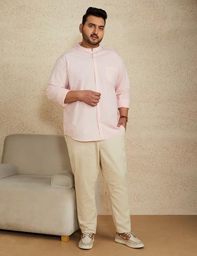 Image of Amazon Brand - Symbol Men's Cotton Shirt | Chinese Collar | Casual | Plain | Full Sleeve | Summer - Regular Fit (Available in Plus Sizes)