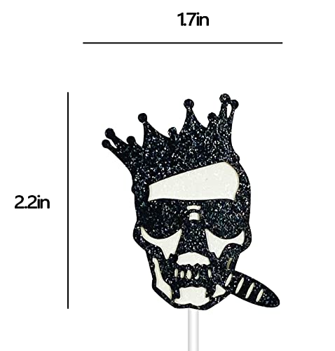 24 Pieces Black Skull Cupcake Toppers For Novelty Glitter Crossbones Cake Décor And Adult Kids Birthday Decoration, Day Of The Dead Party Decorations #TOP6