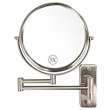 Wall Mounted Makeup Mirror, 8 Inch Double Sided 1X/5X Vanity Magnifying Mirror for Bathroom, Brushed Nickel DECLUTTR
