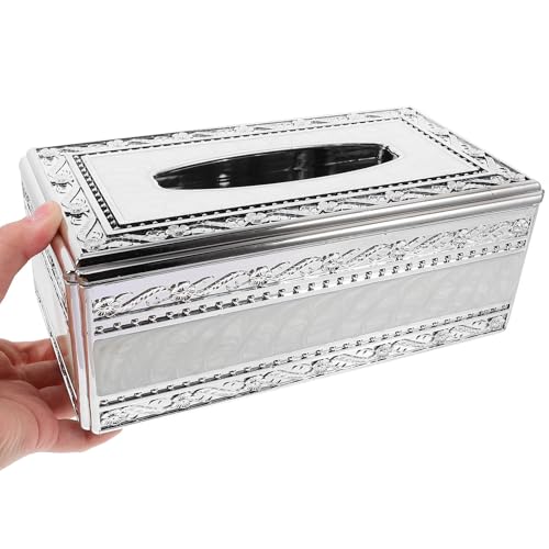 Caja de pañuelos de plata acrílica de lujo con diseño moderno rectangular europeo 5
