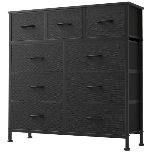 DUMOS 9 Drawer Dresser for Bedroom, Fabric Storage Organizer with Sturdy Metal Frame, Wooden Top...