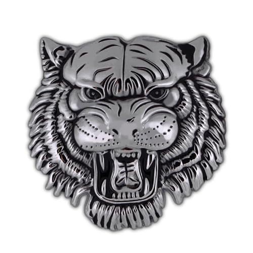 Image of JVCV 3D Metal Tiger Sticker Chrome Logo Decal Emblem Badge for All Cars Bikes Laptops Headphones Helmets Home Office Accessory (Tiger, Silver)