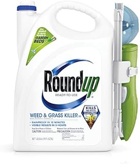 Roundup Ready-To-Use Weed & Grass Killer III -- with Sure Shot Wand, Use in & Around Vegetable Gardens, Tree Rings, Flower Beds, Patios & More, Kills to the Root, 1.33 gal.