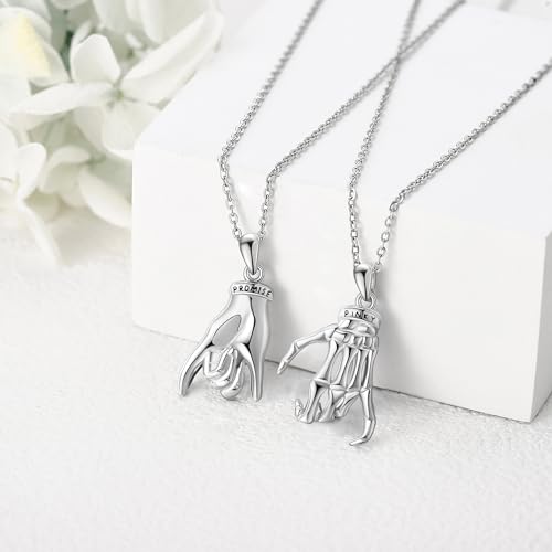 ONEFINITY Matching Necklaces S925 Sterling Silver Pinky Promise Matching Couple Necklace Best Friend Necklaces Jewelry Gift for Women Men2