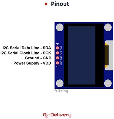 AZDelivery 1.3-inch I2C IIC OLED Display SH1106 128x64 Pixels 3.3V White Character Display Compatible with Arduino and Raspberry Pi Including E-Book! (Pack of 5)