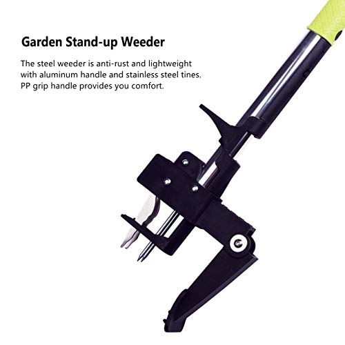 ORIENTOOLS Garden Stand-up Weeder, Steel Weeding Root Puller, Dandelions Remover Tool with 4 Claws