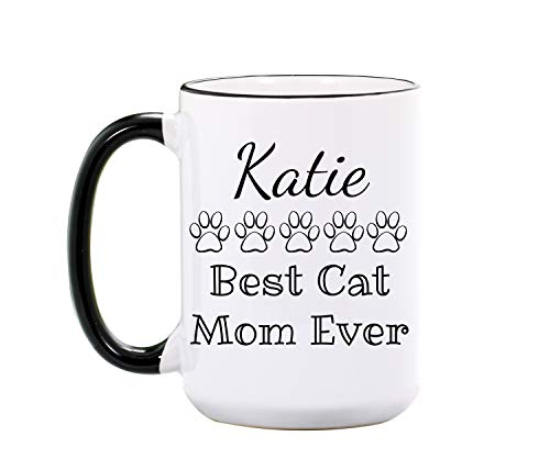 Cat Mom Mug - Personalized 15 oz or 11 oz Large Ceramic Cup - Cat Moms Gifts for Mom - Cat Lover Gift - Cat Coffee Mugs - Mom Cups - Dishwasher & Microwave Safe - Made In USA