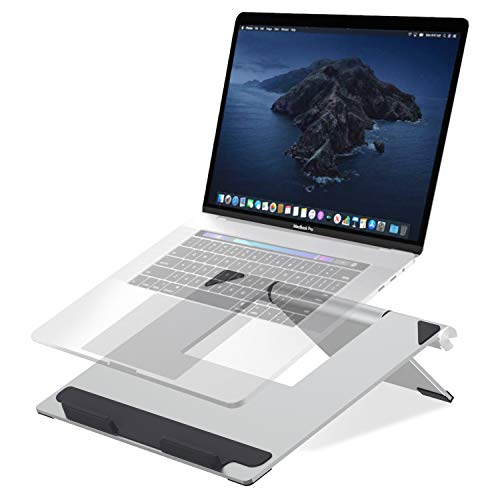 sunger Laptop Stand, Adjustable Laptop Holder Riser,Portable Laptop Stand, Aluminum Cooling Stand with Heat-Vent,Compatible for MacBook Pro/Air, Surface Laptop and so on (Silvery)