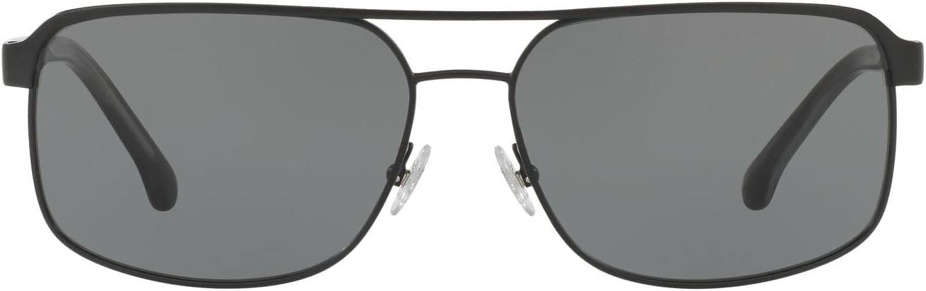 Brooks Brothers Mens BB4040S Aviator Sunglasses, Matte Black/Black Horn/Solid Grey, 59 mm