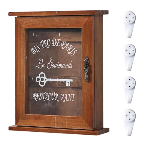 Jadin Colgador Llaves Pared, Cuelga Llaves Pared, Portallaves Pared, Caja para Llaves Vintage con 6 Ganchos para Llaves para Entrada, Pasillo, Dormitorio, Viene con 4 Clavos Que no Dejan Marcas