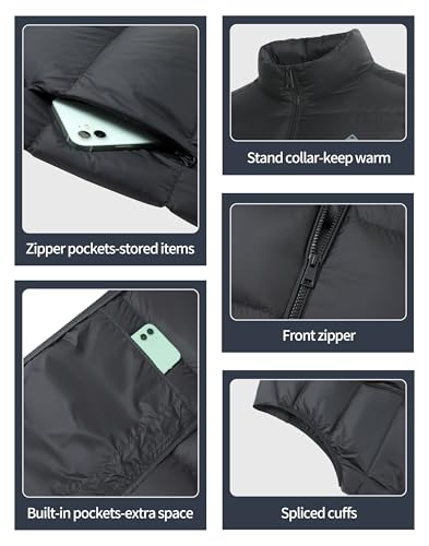 Pioneer Camp Men's Lightweight Down Vest Fill Power 700 Packable Puffer Vest Sleeveless Warm Puffy Outerwear4
