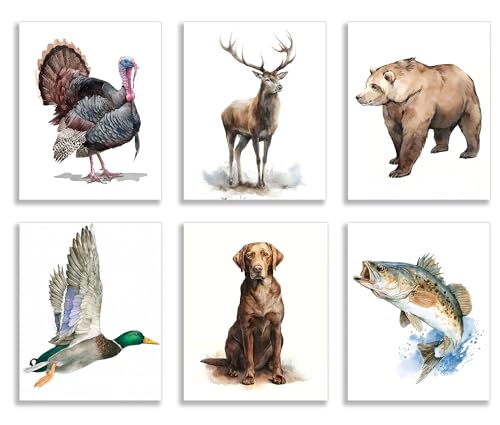 Image of Frimeeme Vintage Hunting Wall Art Prints, 6 Pack, 8x10 Inch