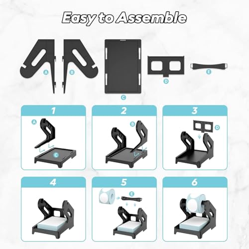 Image of BEEKAY Thermal Label Holder Stand for Roll & Fan-Fold Labels Universal Label Roll Holder for 4x6, 4x4, 3x5, 3x2, 2x1, Label Roll Heavy-Duty Plastic Stand