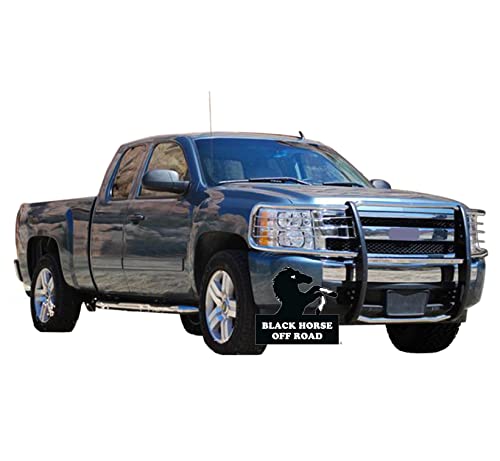 Image of Black Horse Grille brush Bumper Guard Modular Stainless Steel Compatible with 2007-2013 Chevrolet Silverado 1500-17A035700A2MSS