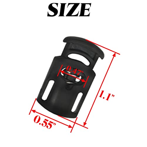 Tihood CLFX-100 100Pcs Plastic Spring Stopper Single Hole Heavy Duty Cord Stop Toggle Fastener Slider Lock End thumb #1
