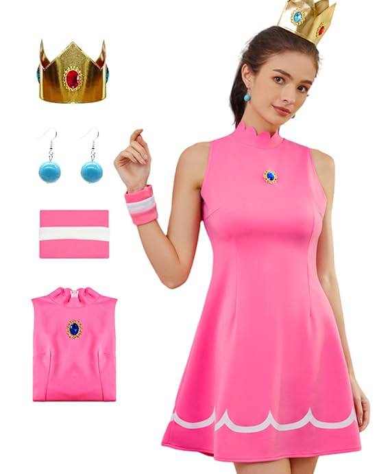 Poboola Women's Halloween Costume Princess Short Sleeve Tennis Sleeveless Cosplay Dress Classic Sport Outfit for Women S