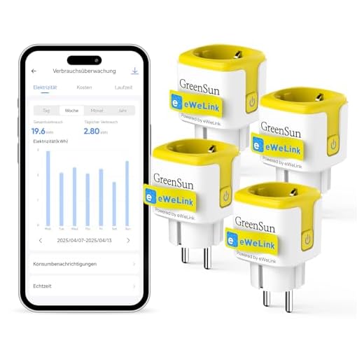 GreenSun Presa Smart Alexa - WIFI Presa Intelligente 16A Compatibile con Alexa EWELINK APP TelecomandoPresa Timer Smart Plug Con Funzione di Consumo Energetico 4PC