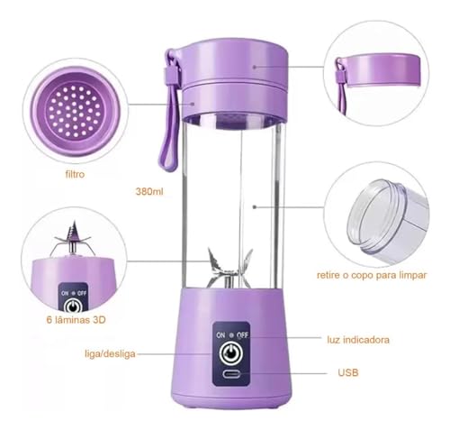 Mini Liquidificador Portatil Mixer Portatil Shake Coqueteleira Eletrica Sem Fio Squeeze Recarregavel