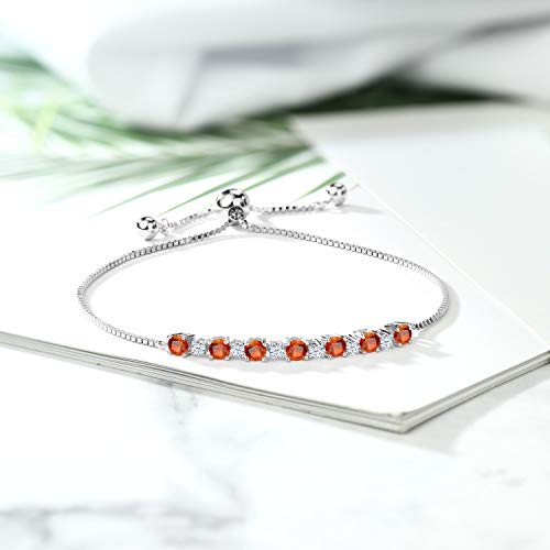 Gem Stone King 925 Sterling Silver Round Orange Sapphire Tennis Bracelet for Women (1.35 Cttw, Fully Adjustable Up to 9 Inch)3