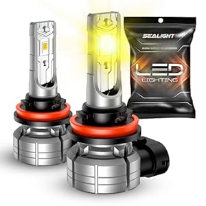 SEALIGHT H11 LED Fog Lights Bulbs Yellow or DRL, 10000LM 24W Strong Penetration H16 H9 H8 H11 Fog Light Bulbs LED, 3000K Amber Yellow Fog Lights LED with 5530 CSP Chips. Pack of 2
