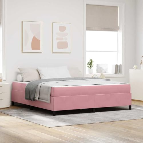 Tidyard Colchón de Espuma de Alta Densidad Super King - Tela Suave, Patas de Madera, Diseño Moderno Rosa y Blanco Modelo LYKLYD-3399083ES