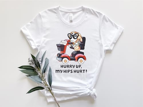 Grouchy Grannies Shirt, Hurry Up My HIPS Hurt!, Muffin Funny T-Shirt, Granny Muffin Tee, Here Come Grannies Bluee Tee2