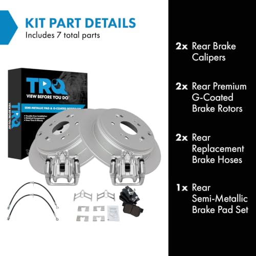 Image of TRQ Rear Brake Pad & Rotor Kit Semi-Metallic Premium G-Coated