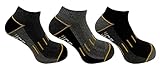 CALZINI SPORTIVI JCB - Calzini da uomo in cotone - Confezione da 3 - Nero e Grigio - UK 6-8.5 EUR 39-43 - Active Mens Trainer Liners