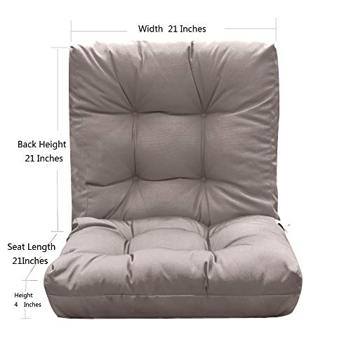 Qilloway Outdoor Seat/Back Chair Cushion Tufted Pillow, Spring/Summer Seasonal All Weather Replacement Cushions. (Tan/Grey) #TOP1