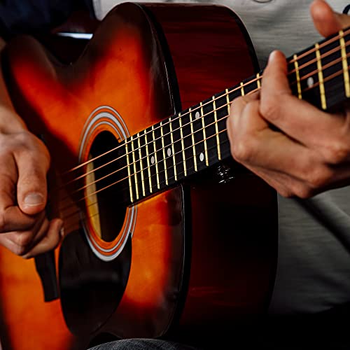 Image of 3rd Avenue Full Size 4 /4 Acoustic Guitar Steel String Pack Bundle for Beginners - Bag, Picks and Spare Strings - Sunburst