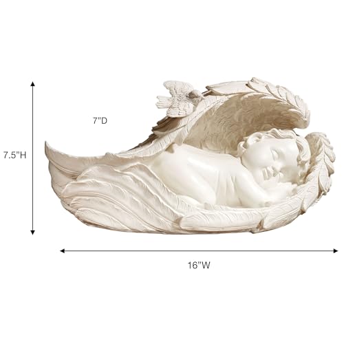 Escultura de Ángel en Alas Suaves Marfil miniatura 3