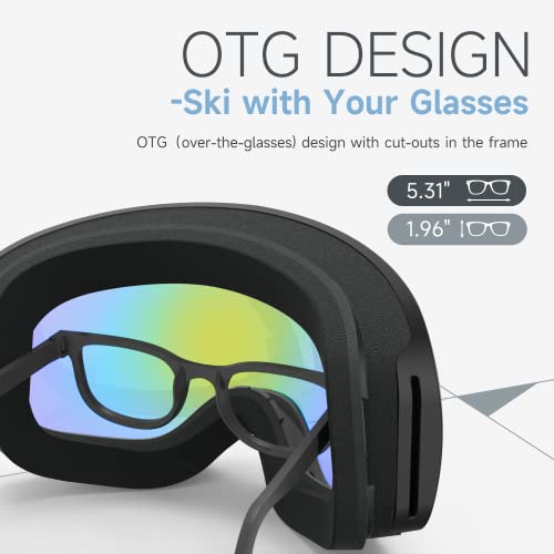 RIOROO Ski Goggles, Skiing Goggles For Snowboard Jet Snow 100% UV Protection - Image 4